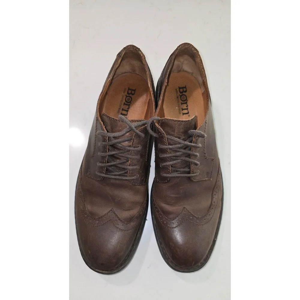 Born Mens Hemlock Brown Leather Wingtip Oxford Dress Shoes Size 11 H10608